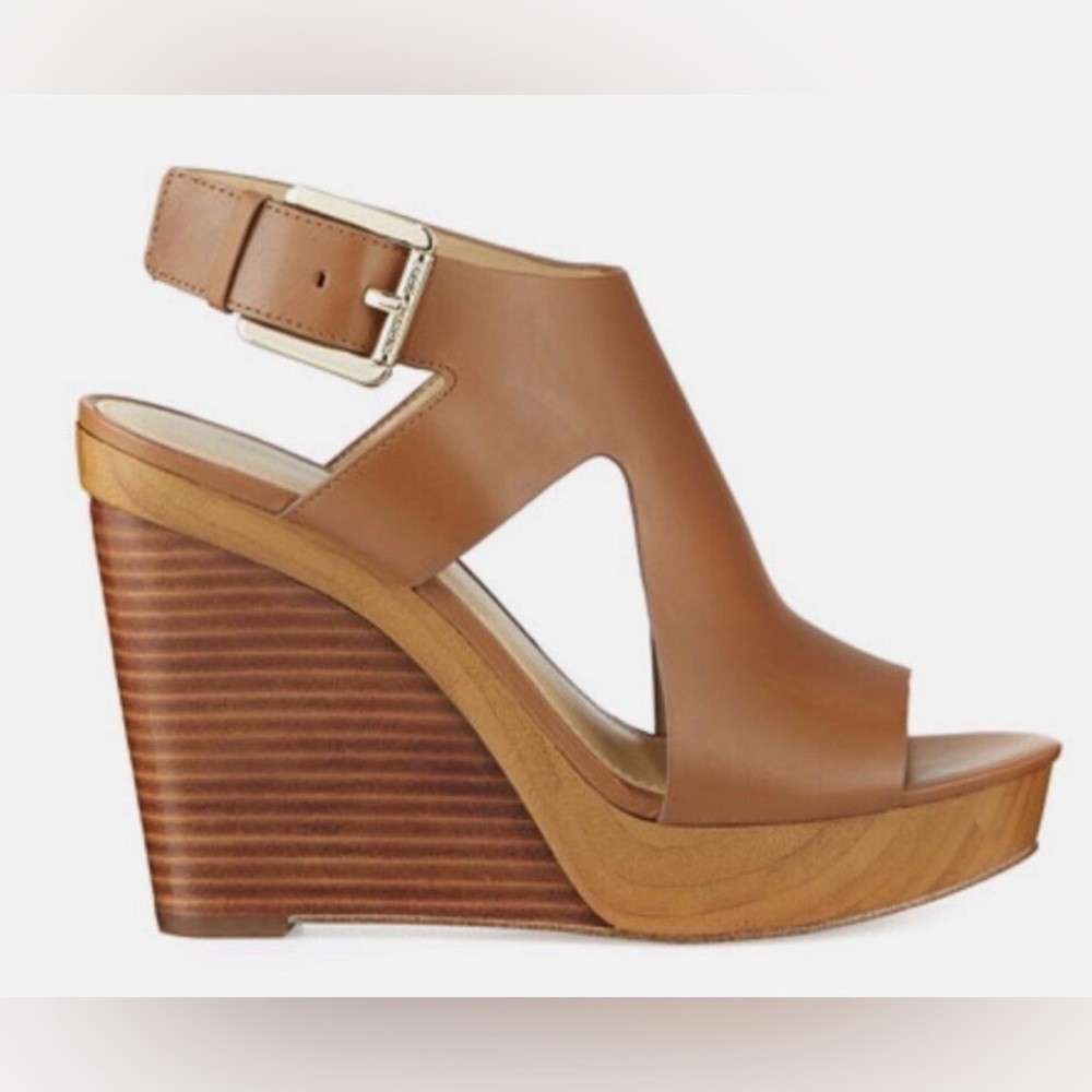Michael Kors Josephine wedge leather platform sandals size 6.5 - Picture 4 of 16